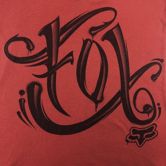 Fox Racing Red V-Neck Graphic Tee Shirt Slim Fit Cotton/Polyester Blend Size S - Picture 6 of 11